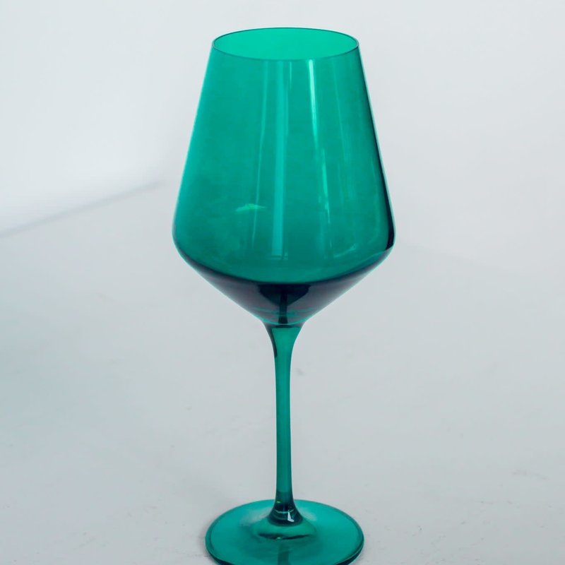 Estelle Colored Glass Emerald Green Stemmed Wine Glass