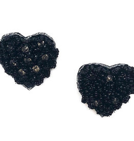 Statement Heart Studs - Black