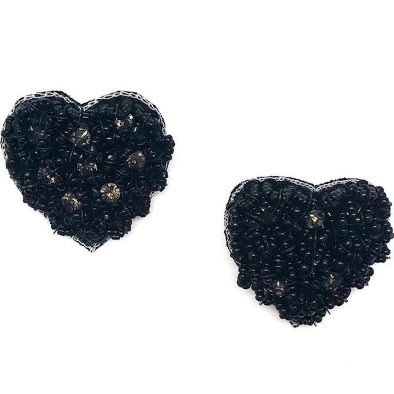 Statement Heart Studs - Black