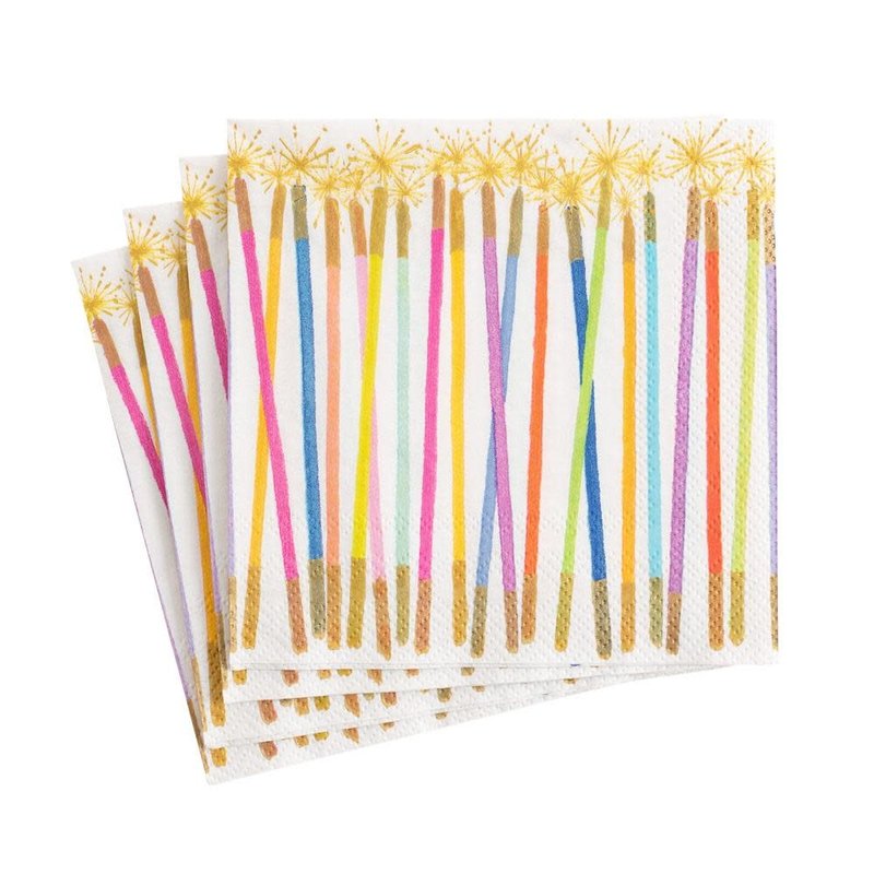 Candles White Multi Cocktail Napkin