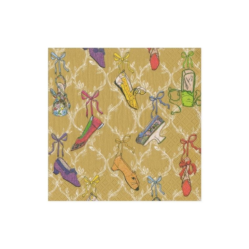 17010C History Of Shoes Gold Napkin Cocktail