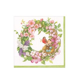 16860L Spring Wreath Luncheon Napkin