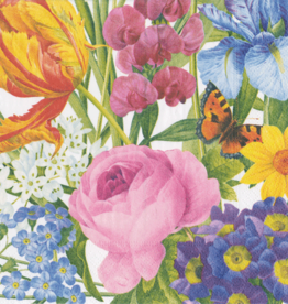 15100L Redoute Floral Ivory Luncheon Napkin