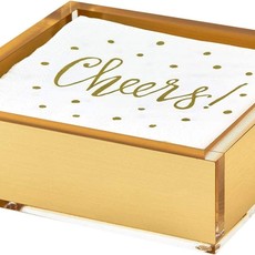 ha190gdnp Lucite cocktail napkin tray - gold