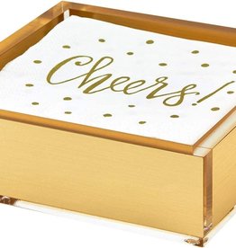 Lucite Cocktail Napkin Tray - Gold