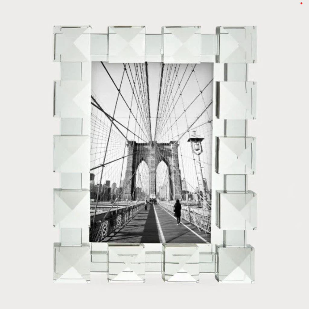 5x7 crystal glass frame - sq diamond