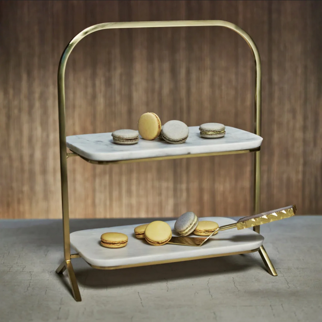 IN-7344 Madeleine Marble 2 Tier Stand