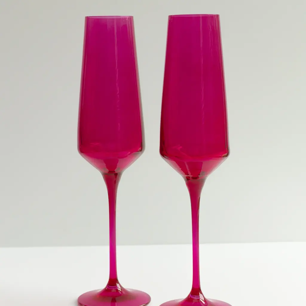 Estelle Colored Glass Fuchsia Champagne Flute