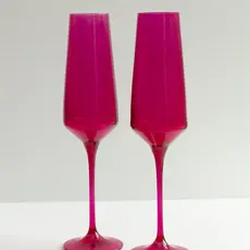Estelle Colored Glass Fuchsia Champagne Flute