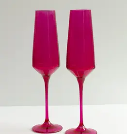 Estelle Colored Glass Fuchsia Champagne Flute