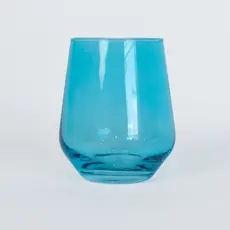 Estelle Colored Glass Ocean Blue Stemless