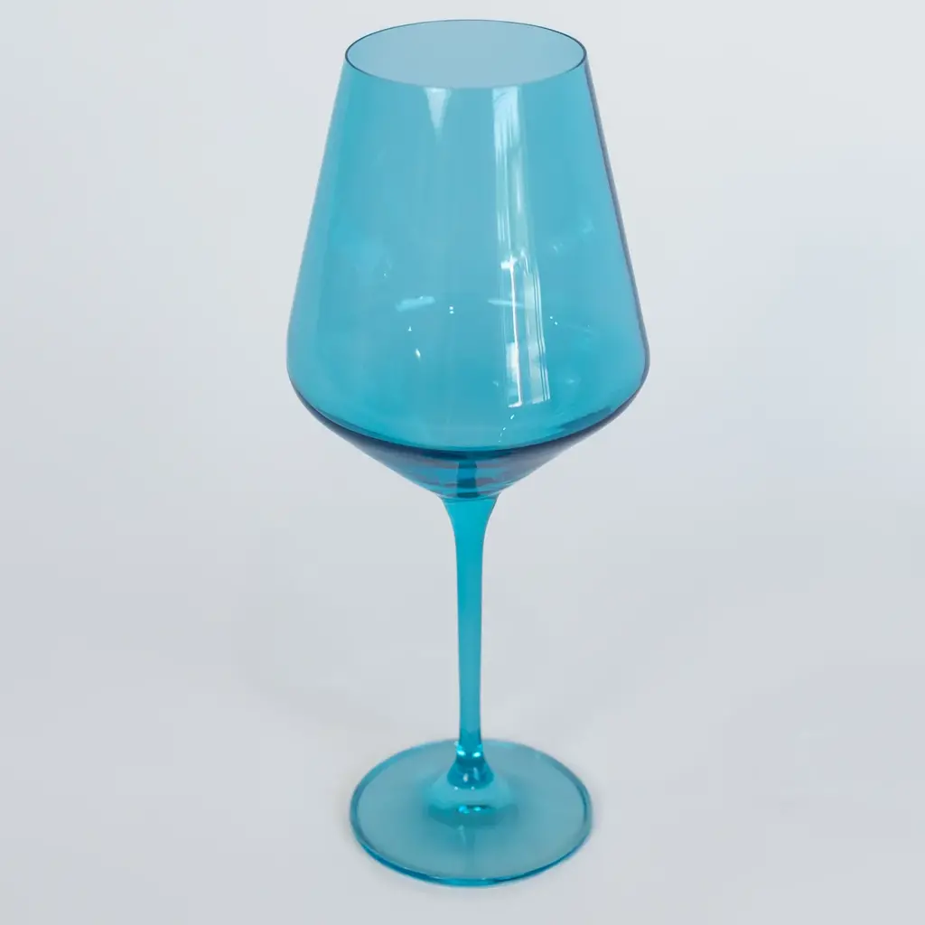 Ocean Blue Stemmed Wine Glass