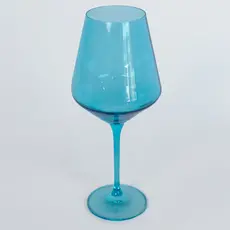 Estelle Colored Glass Ocean Blue Stemmed Wine Glass