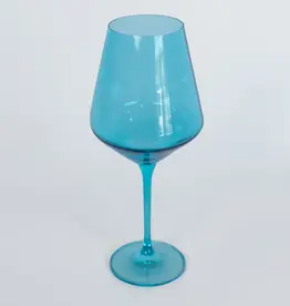 Estelle Colored Glass Ocean Blue Stemmed Wine Glass