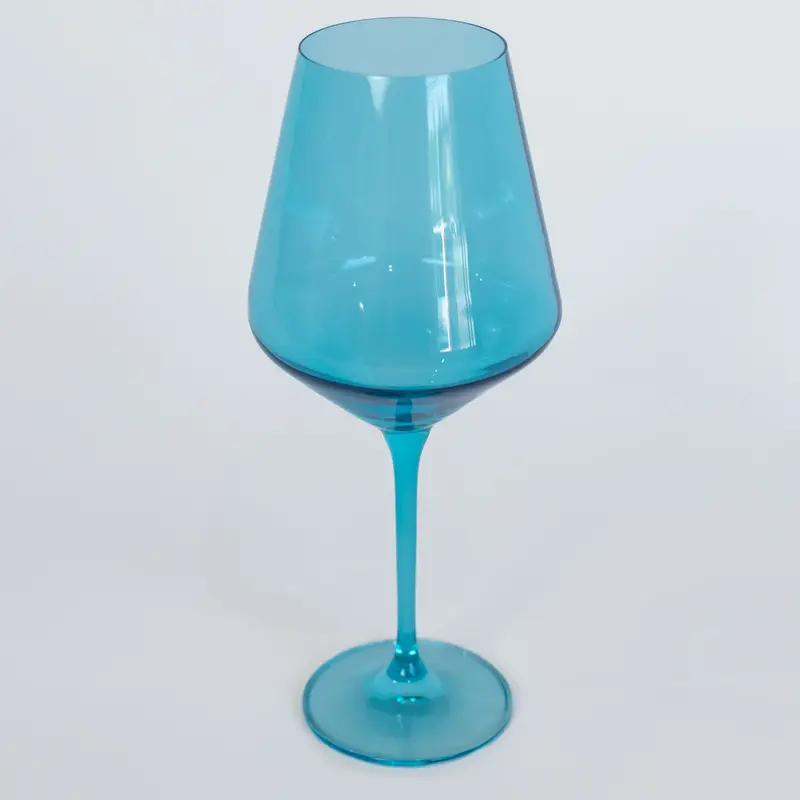 Estelle Colored Glass Ocean Blue Stemmed Wine Glass