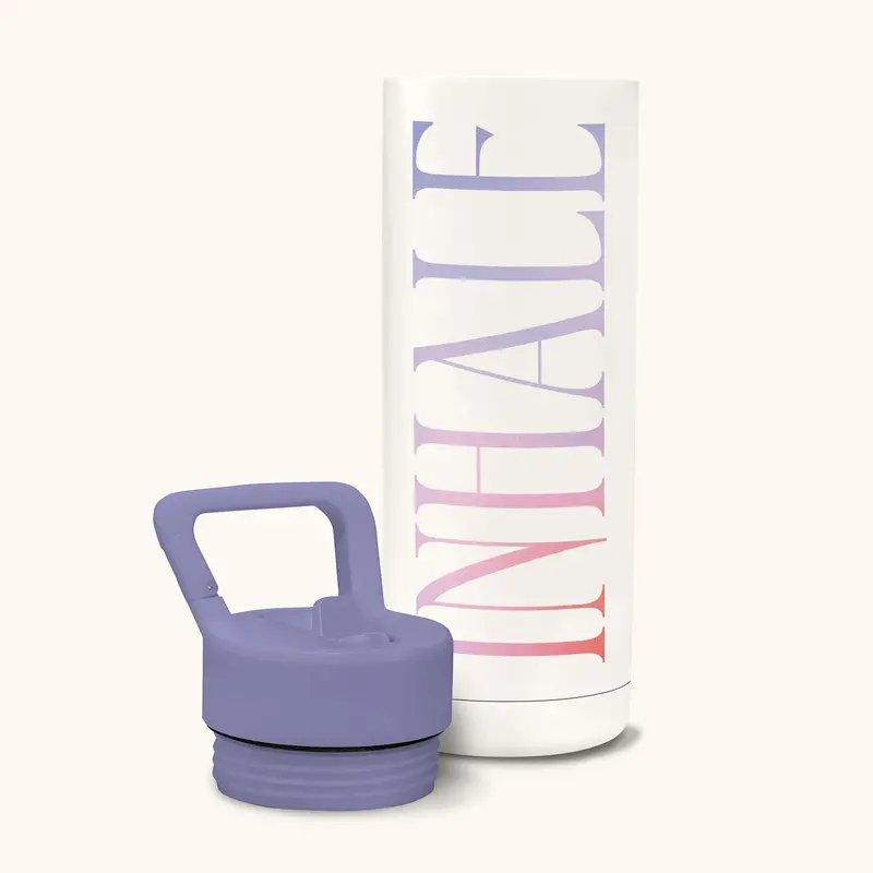 Inhale Exhale Snap-Hook Water bottle w Straw