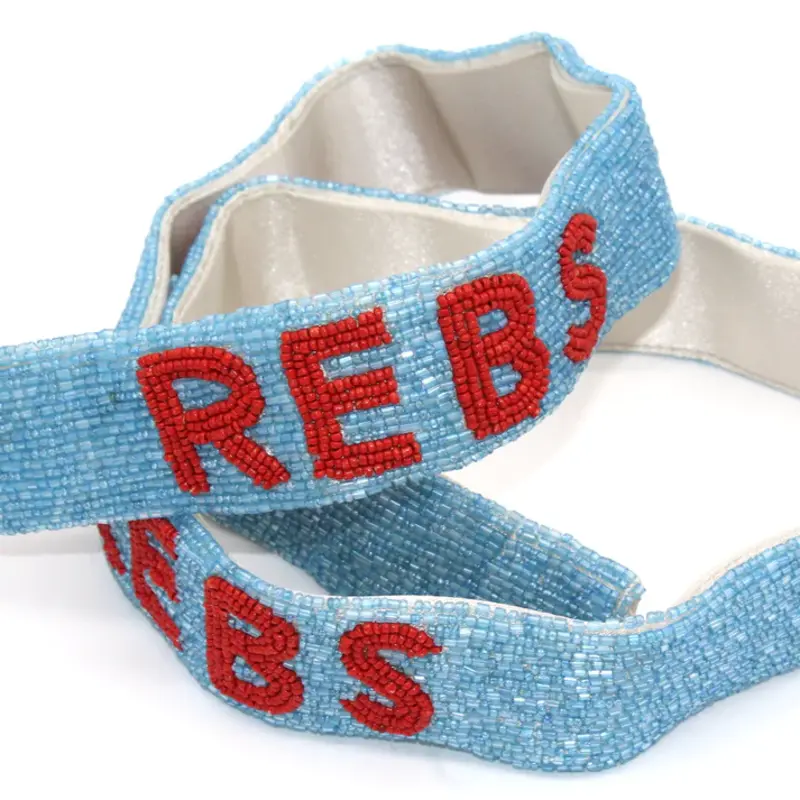 Ole Miss Beaded Purse Strap - Powder/Red