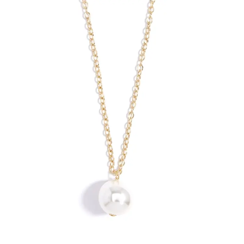 Oversized Pearl Pendant Necklace - Gold/Pearl