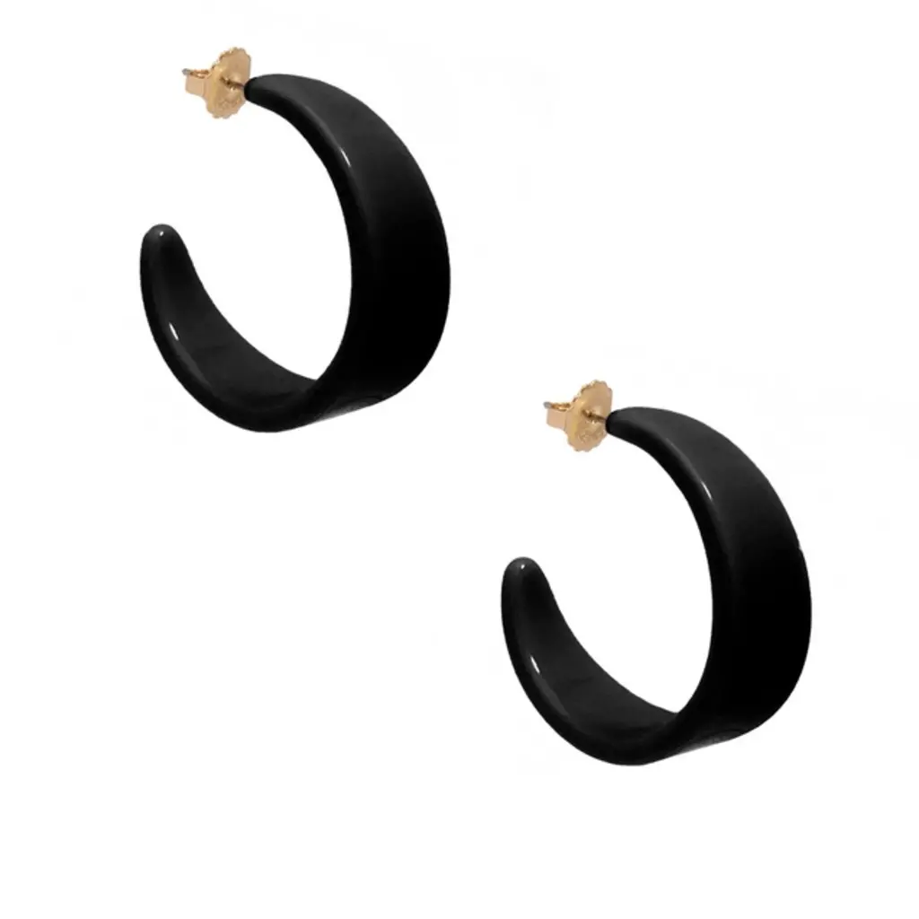 Chunky Resin Hoop Earring - BLACK