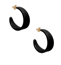 Chunky Resin Hoop Earring - BLACK