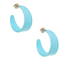 Chunky Resin Hoop Earring - Bright Blue