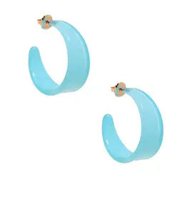 Chunky Resin Hoop Earring - Bright Blue