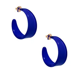 Chunky Resin Hoop Earring - Cobalt