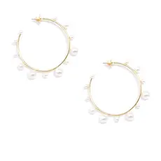 Decorative Pearl Hoop Earring - Gold/Pearl