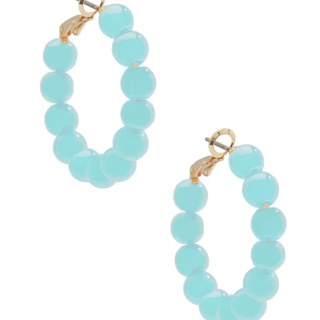 Small Glass Bead Hoop Earring - B.BLU