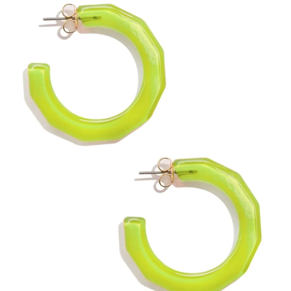 Small Textured Hoop Earring - LIME