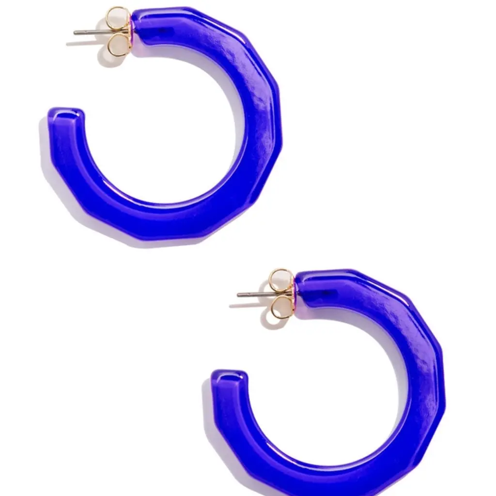 Small Textured Hoop Earring - COBALT