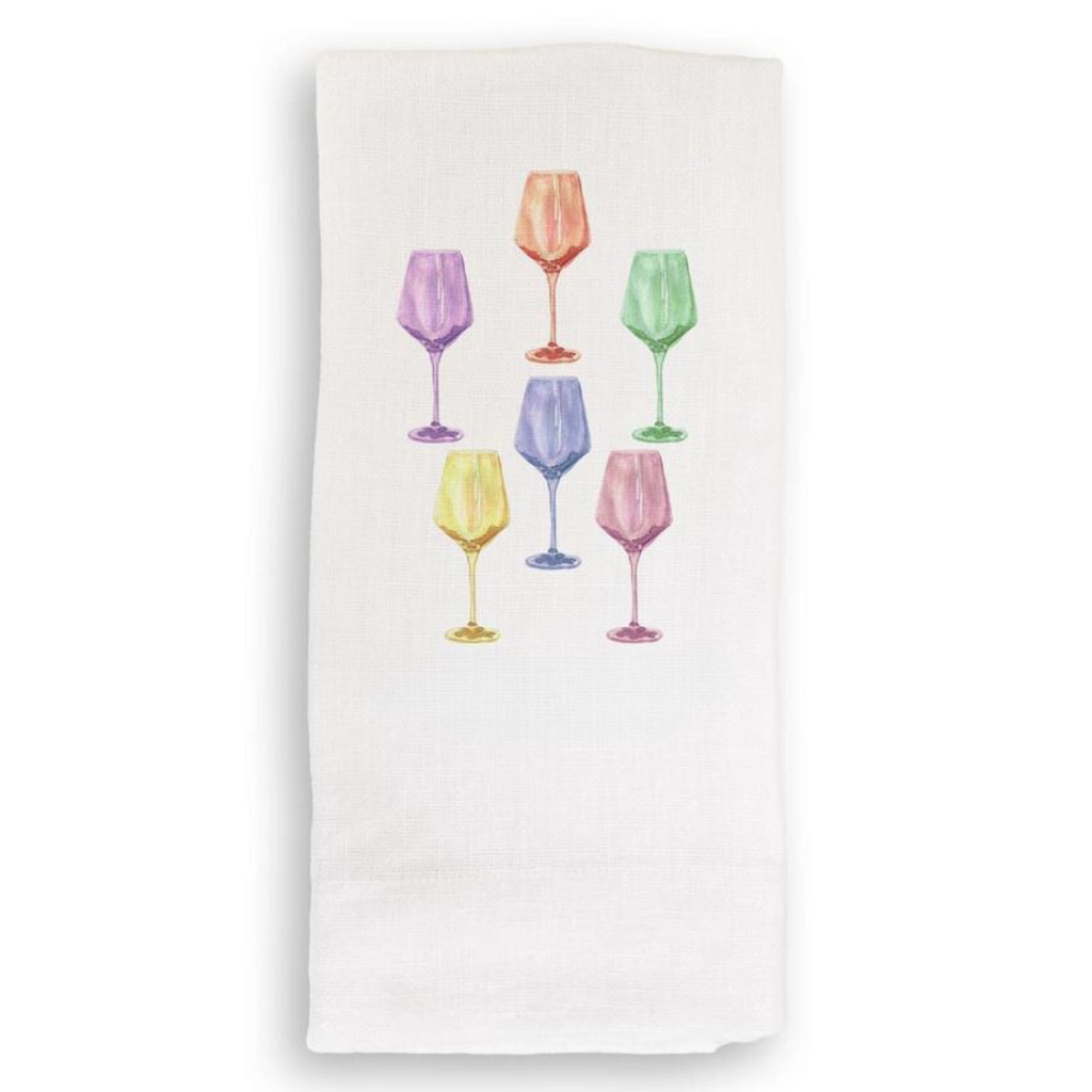 Colorful Wine Glasses Tea Towel