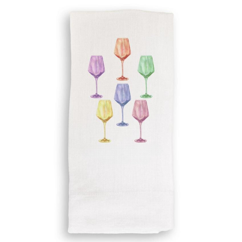 Colorful Wine Glasses Dishtowel