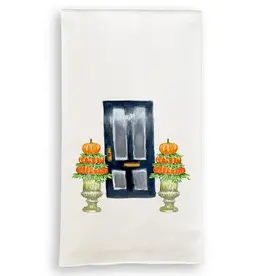 Fall Door with Pumpkin Topiary Oxford Dishtowel