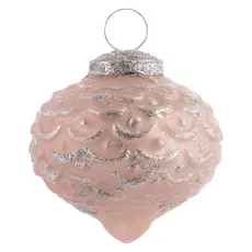 Glitter Scallop Glass Drop Ornament 3 Blush