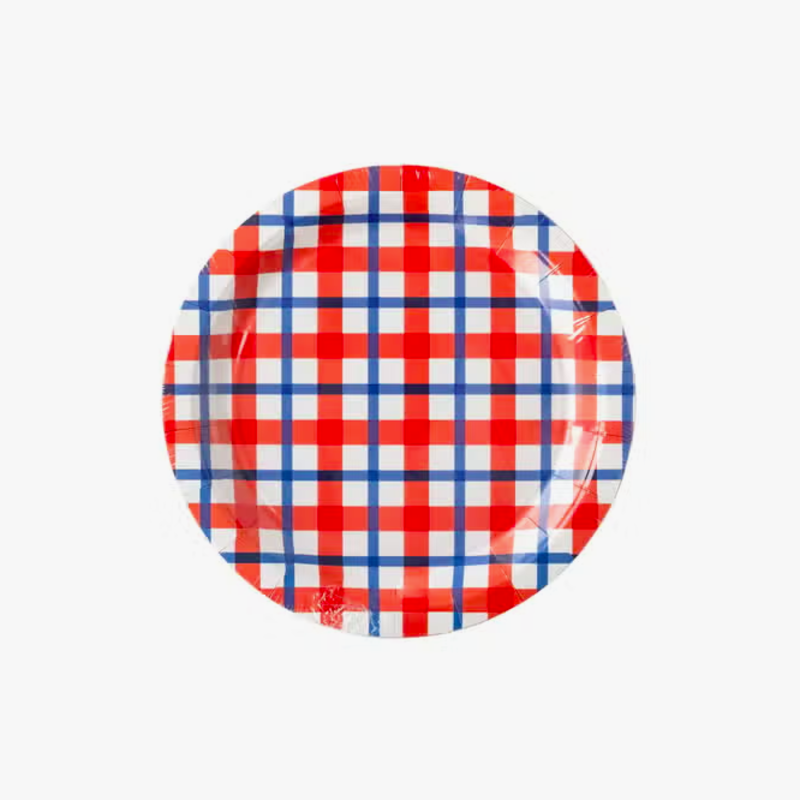 Americana Plaid Paper Plate