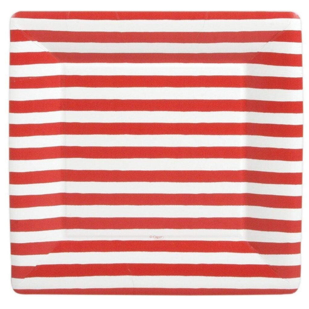 7920dp Dinner Plates Square Red and White Stripe