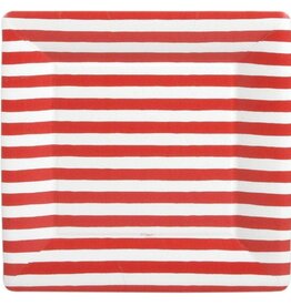 Dinner Plates Square Red and White Stripe