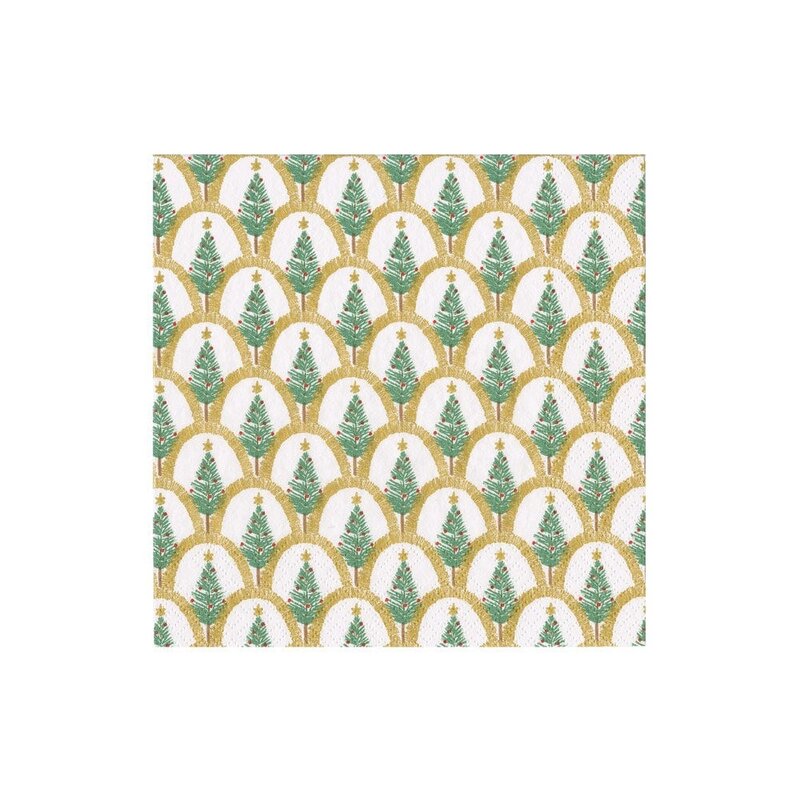 Caspari Napkin Cocktail Deco Christmas Gold