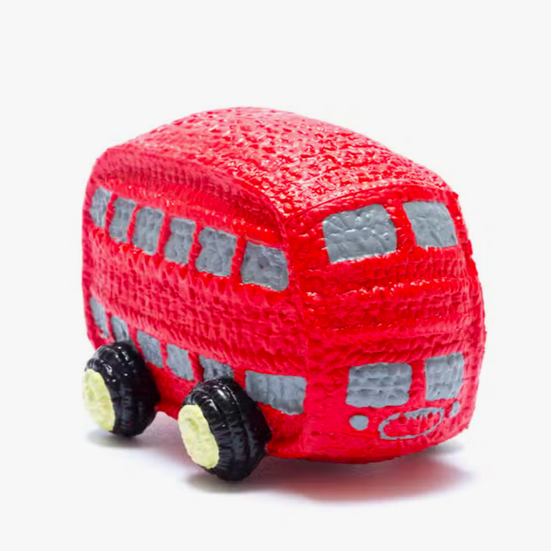 NATURAL RUBBER RED LONDON BUS TOY