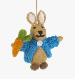 HANDMADE FELT RABBIT IN CARDIGAN EASTER HANGING DECORATION