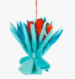 HANDMADE FELT CLOWNFISH IN CORAL HANGING DECOR