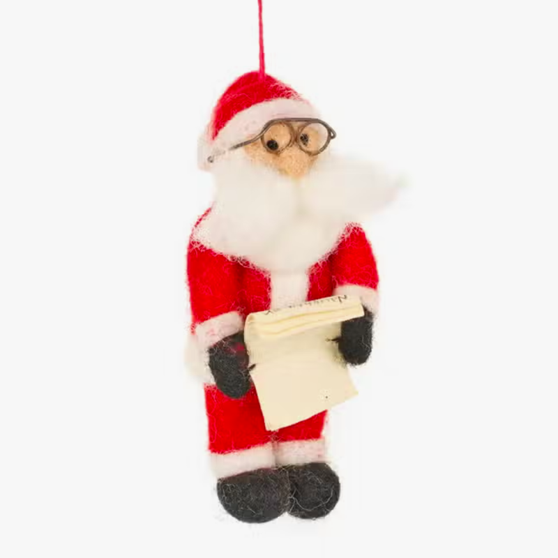 HANDMADE FELT NAUGHTY OR NICE SANTA HANGING CHRISTMAS DECOR