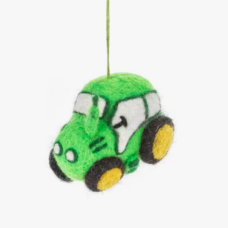 HANDMADE FELT COUNTRYSIDE TRACTOR HANGING DECORATION