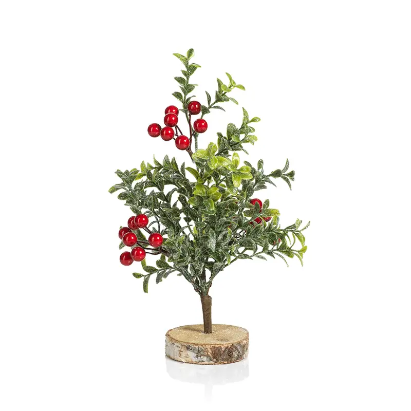 TREE WITH RED HOLLY BERRIES