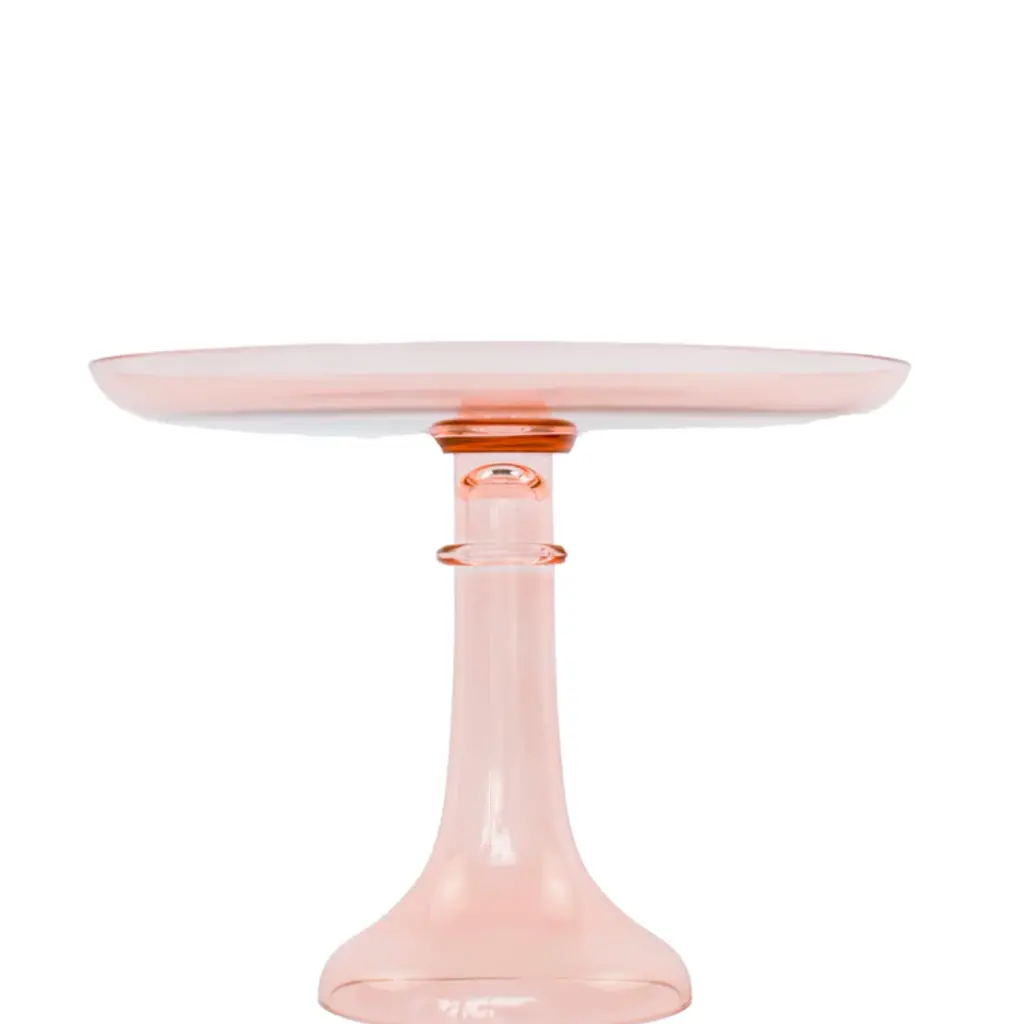Estelle Colored Glass Blush Pink Cake Stand