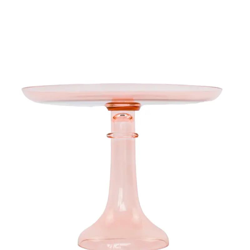 Estelle Colored Glass Blush Pink Cake Stand
