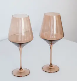 Estelle Colored Glass Amber Smoke Stemmed Wine Glass