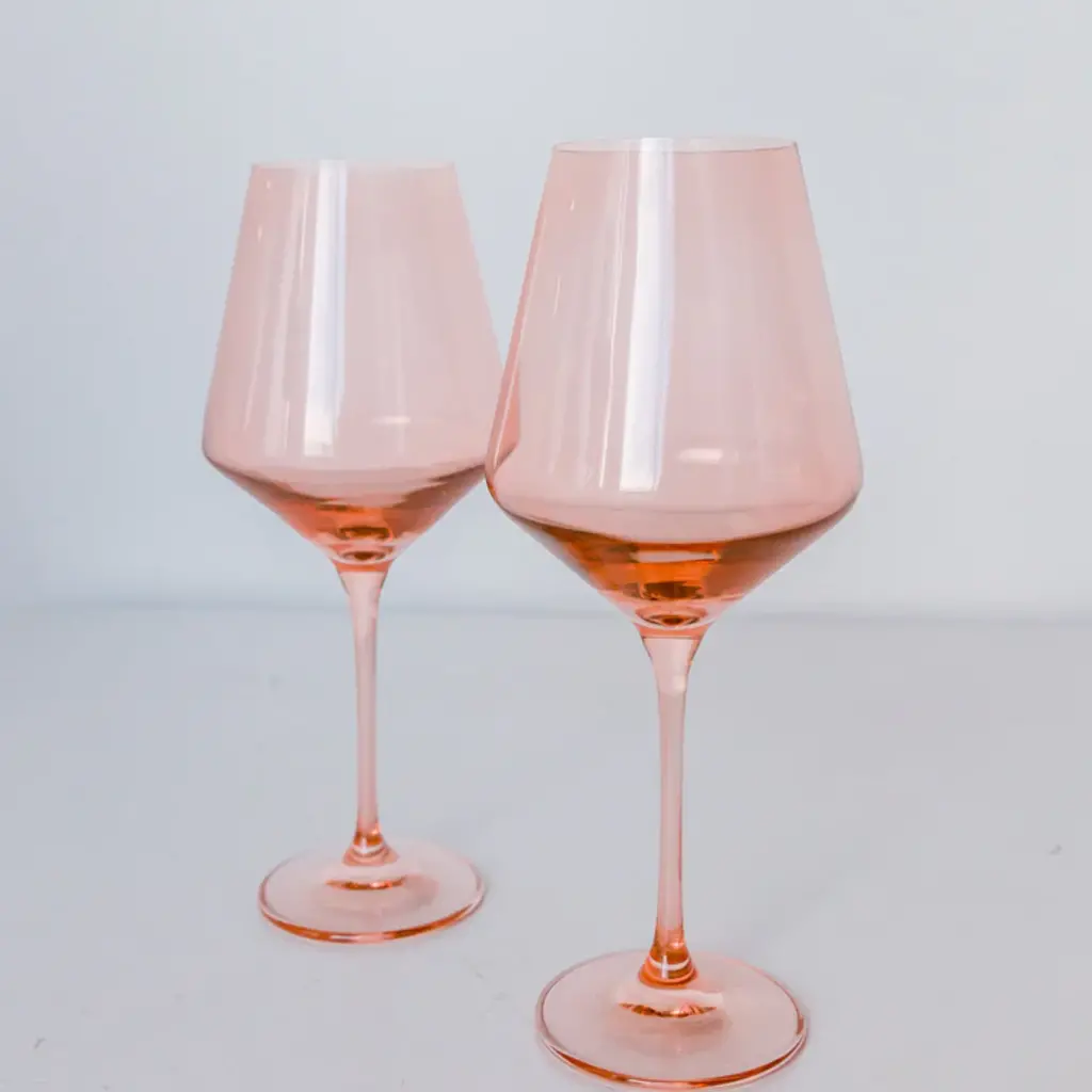 Blush Pink Stemmed Wine Glass