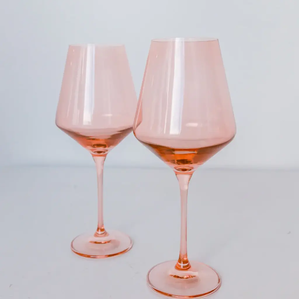 Estelle Colored Glass Blush Pink Stemmed Wine Glass